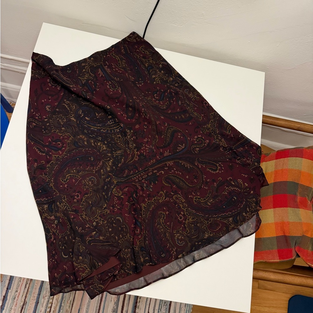 Ralph Lauren Deep purple Burgundy 100% silk skirt
